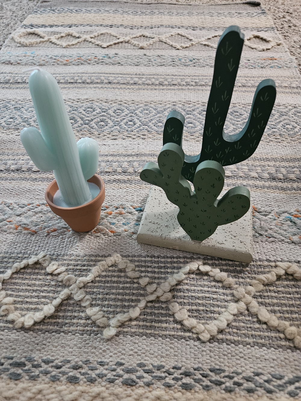 Set of 2 Decorative Cactus Figurines - Mint and Dark Green